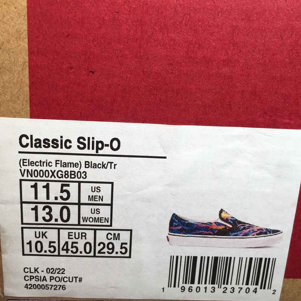 NWT Vans Classic Slip-On Electric Flame Black and True White Men’s 11.5 - Picture 8 of 9